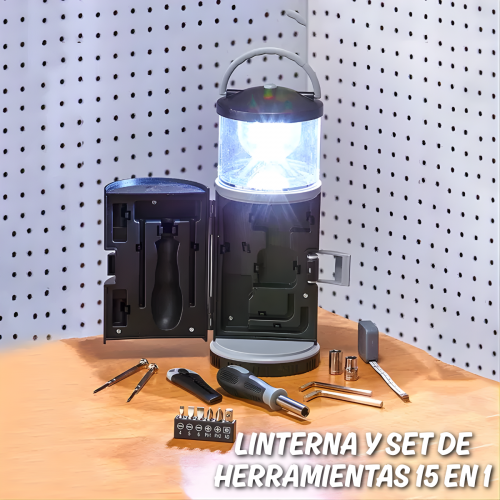 Linterna y set de herramientas 15 en 1