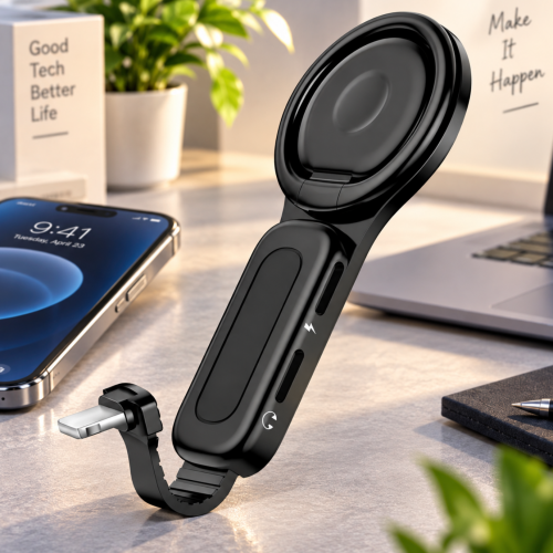 Adaptador iOS a iOS y 3.5 mm con pop socket