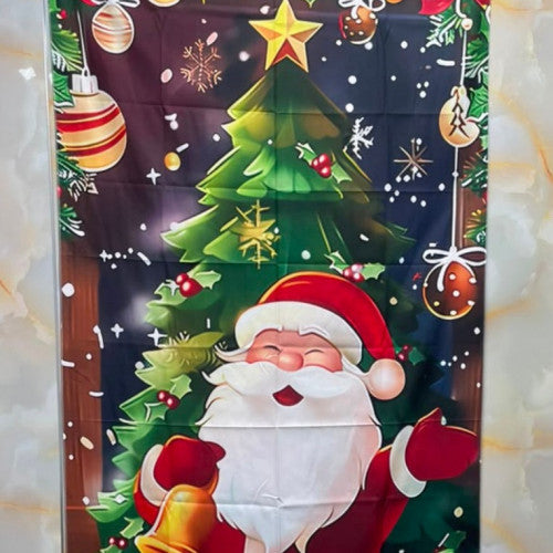 Tela decorativa para puerta Santa con arbolito