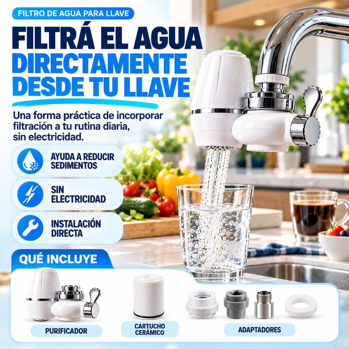 Filtro Purificador de Agua para Llave de Cocina