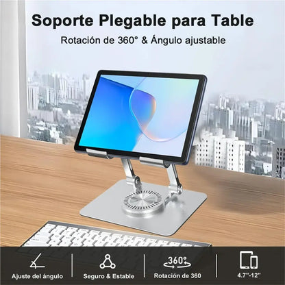 Soporte Plegable para Tablet y Celular con Rotación 360°