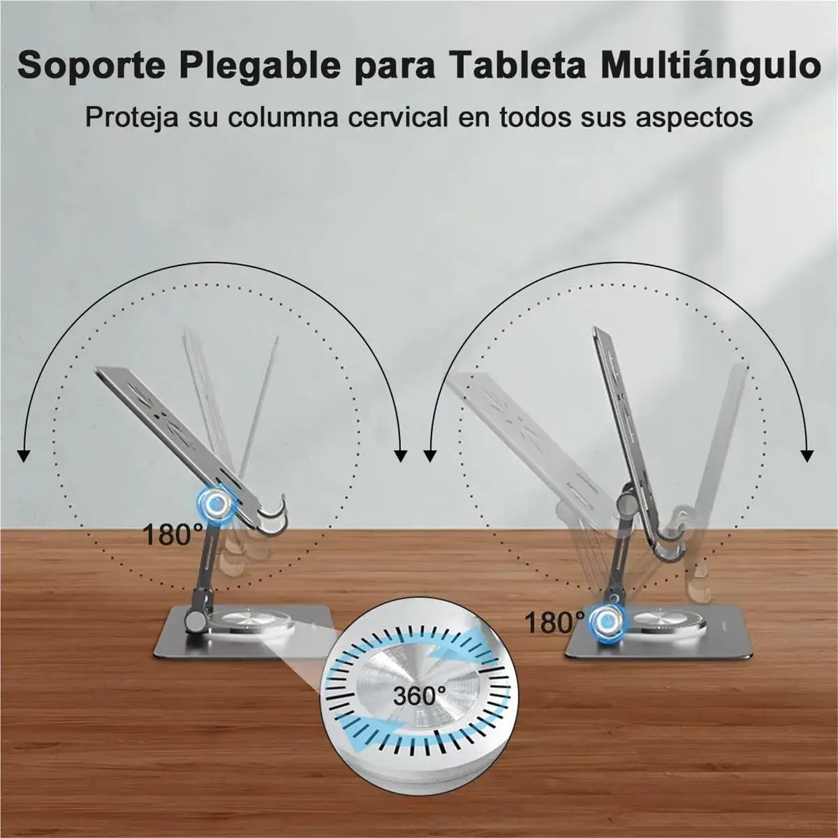 Soporte Plegable para Tablet y Celular con Rotación 360°